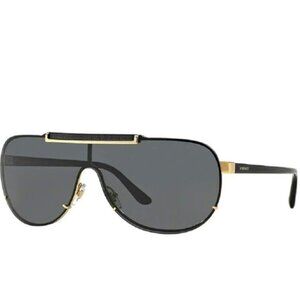 VERSACE Suglasses VE2140 1002 Pilot Aviator Greca Shield Black Designer